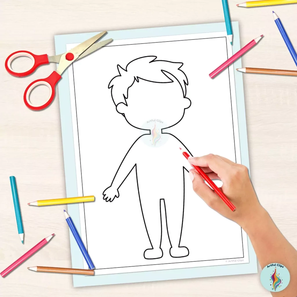 Person Outline Set Free Blank Black And White Templates