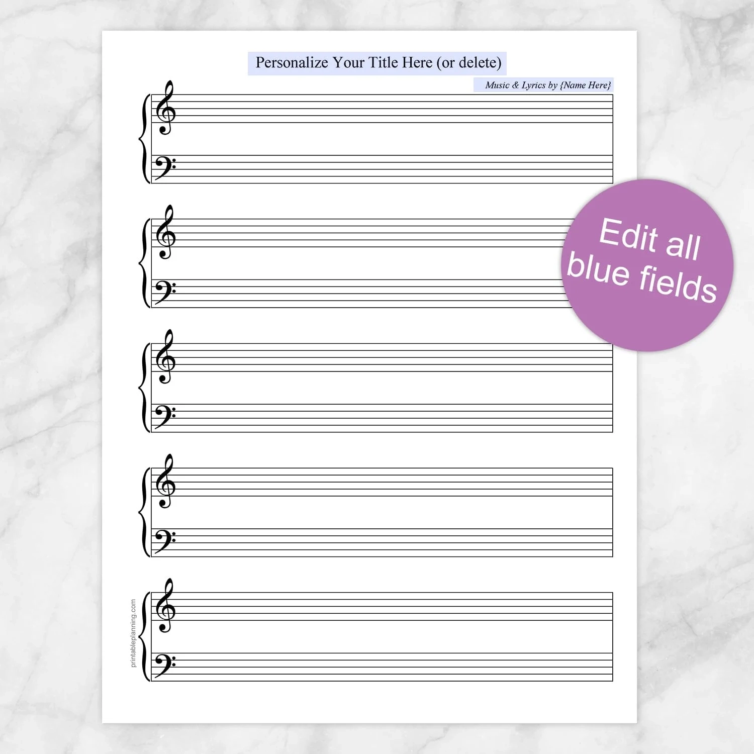 Printables Blank Sheet Music