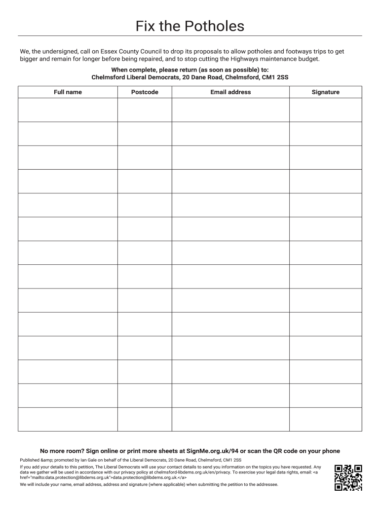 Free Printable Blank Petition Forms