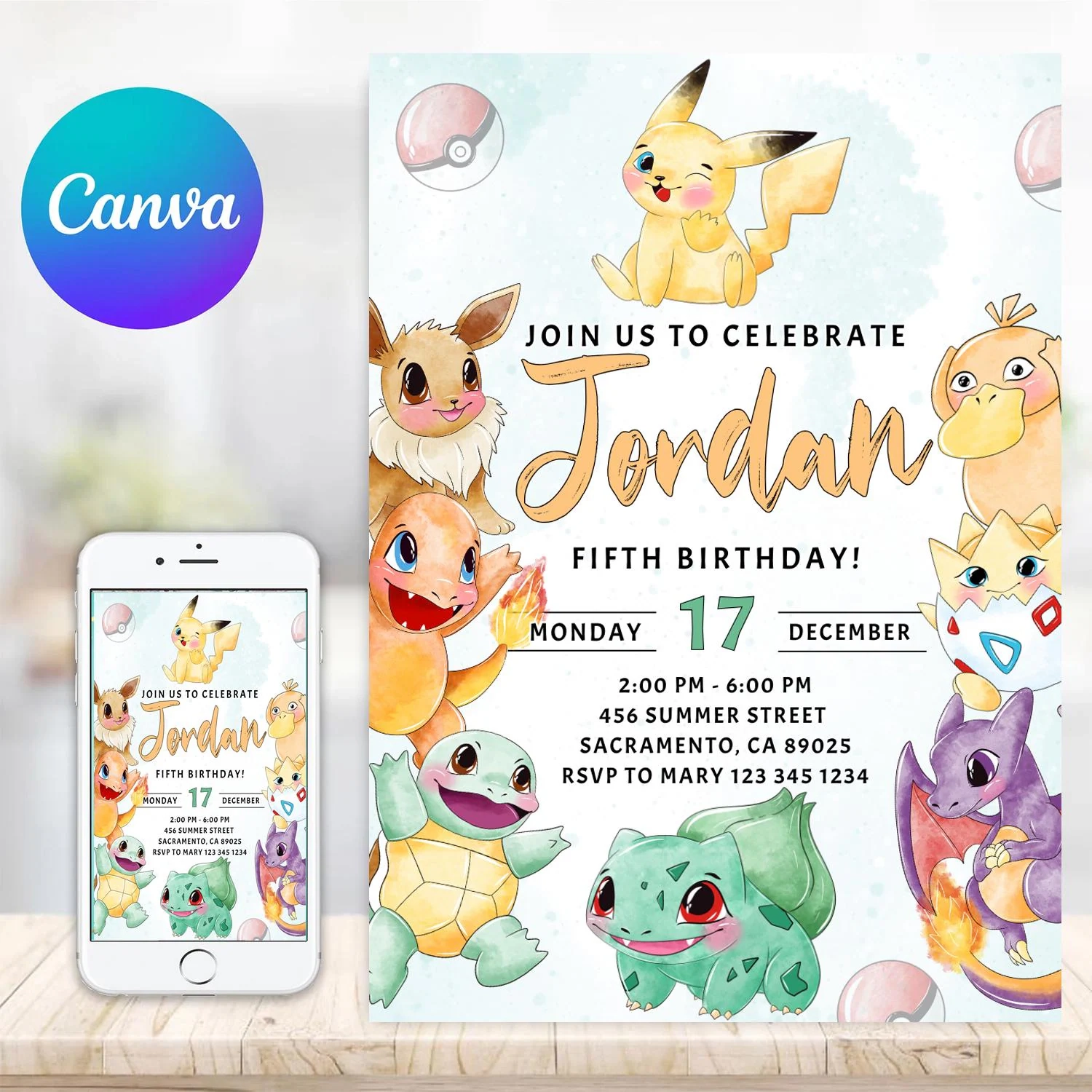 Pikachu Invitation Etsy
