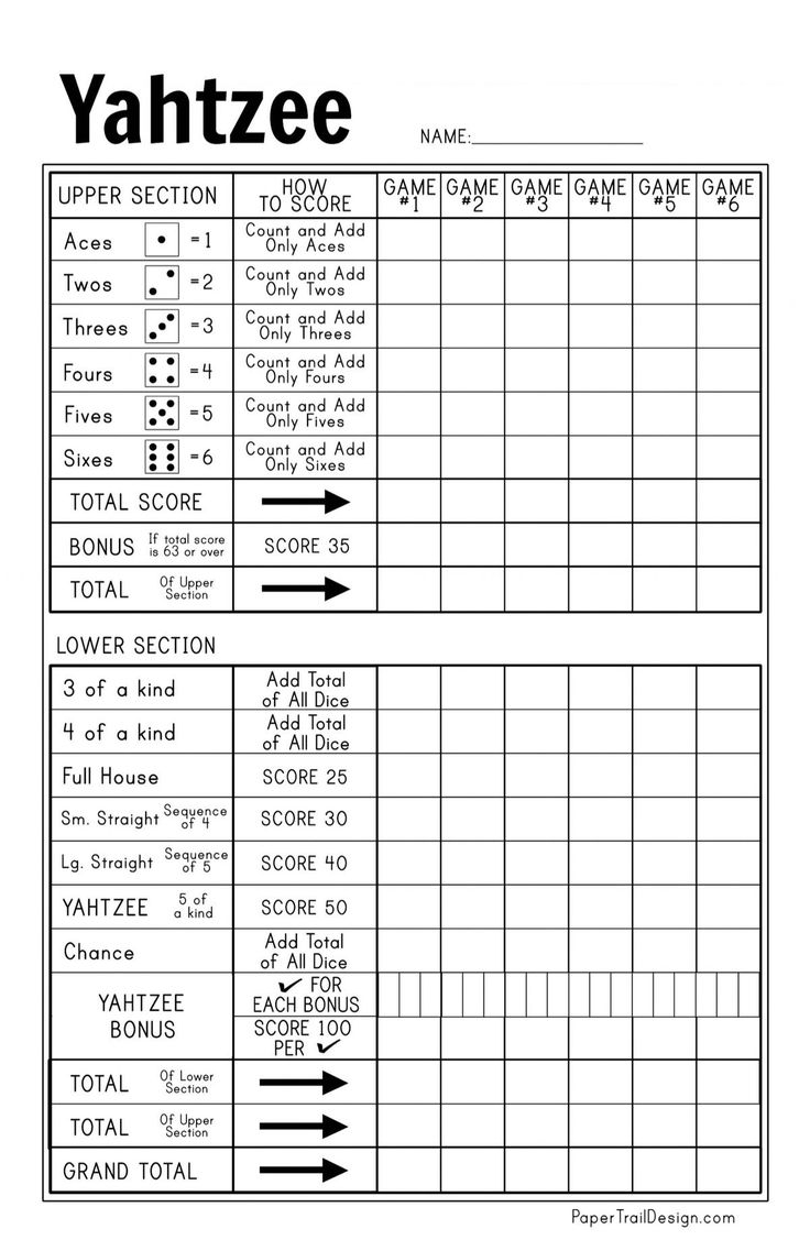 Pin By Diane Peifer On Day Camp In 2025 Yahtzee Score Card 