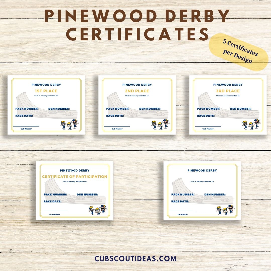 Blank Pinewood Derby Awards Printable