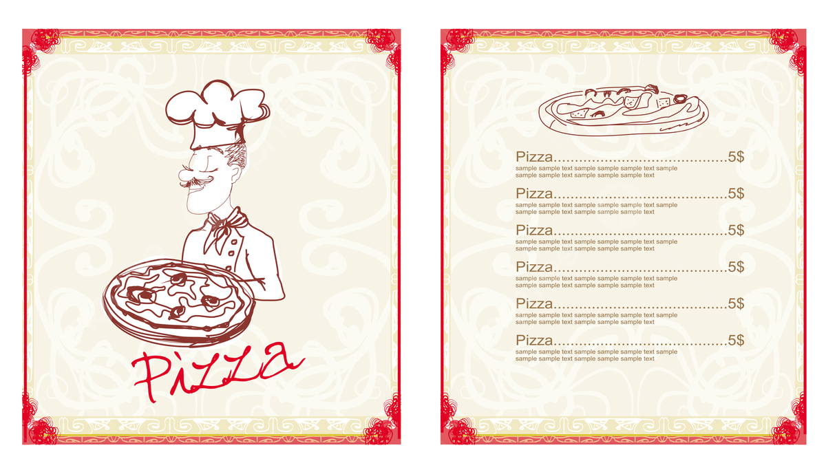 Pizza Menu Template Page Identity Letterhead Photo Background And 