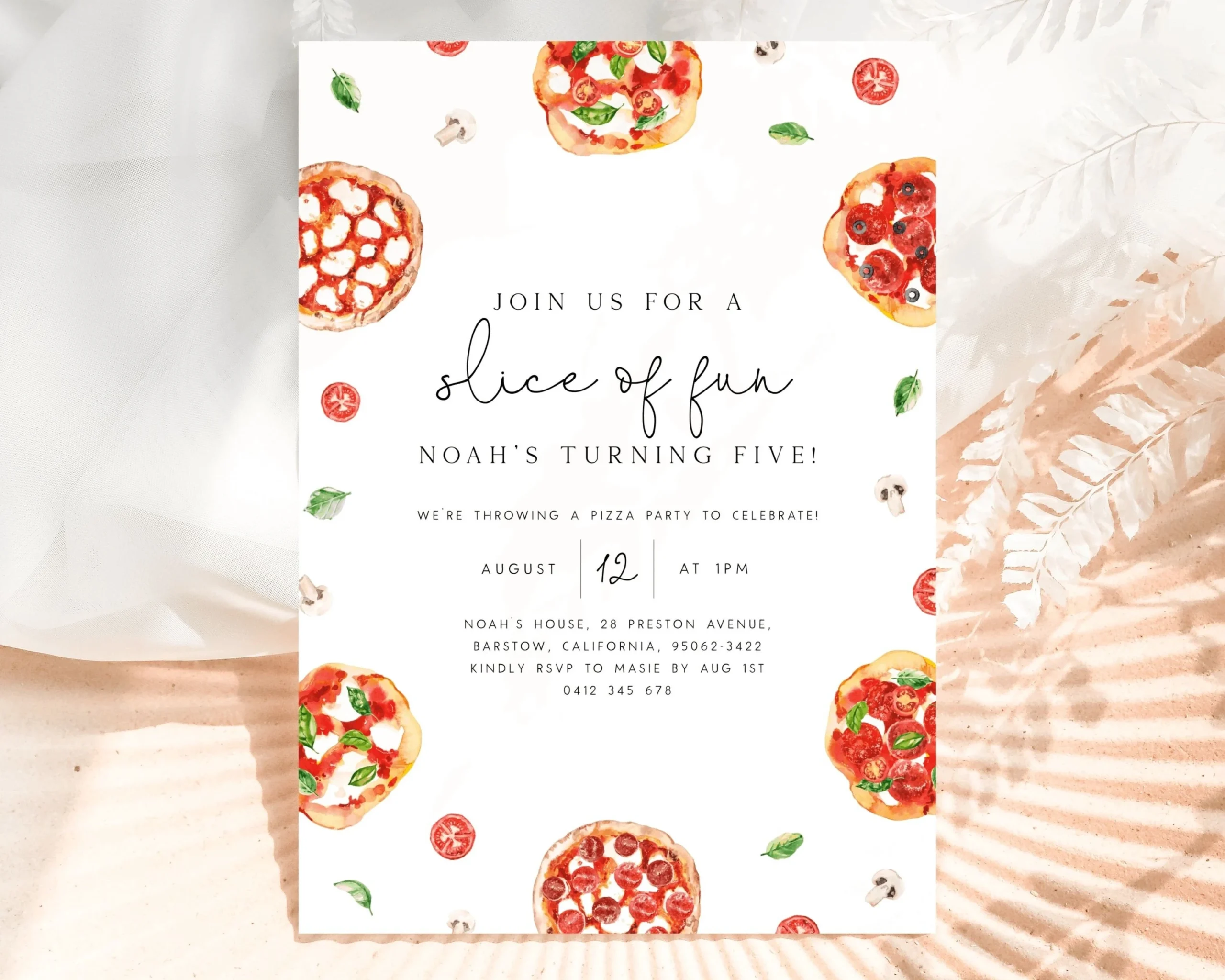 Pizza Party Birthday Invitation Editable Template Pizza Party 