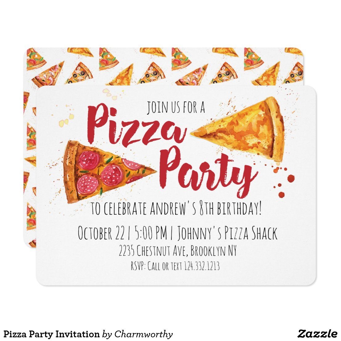 Pizza Printable Blank Invitation Zazzle