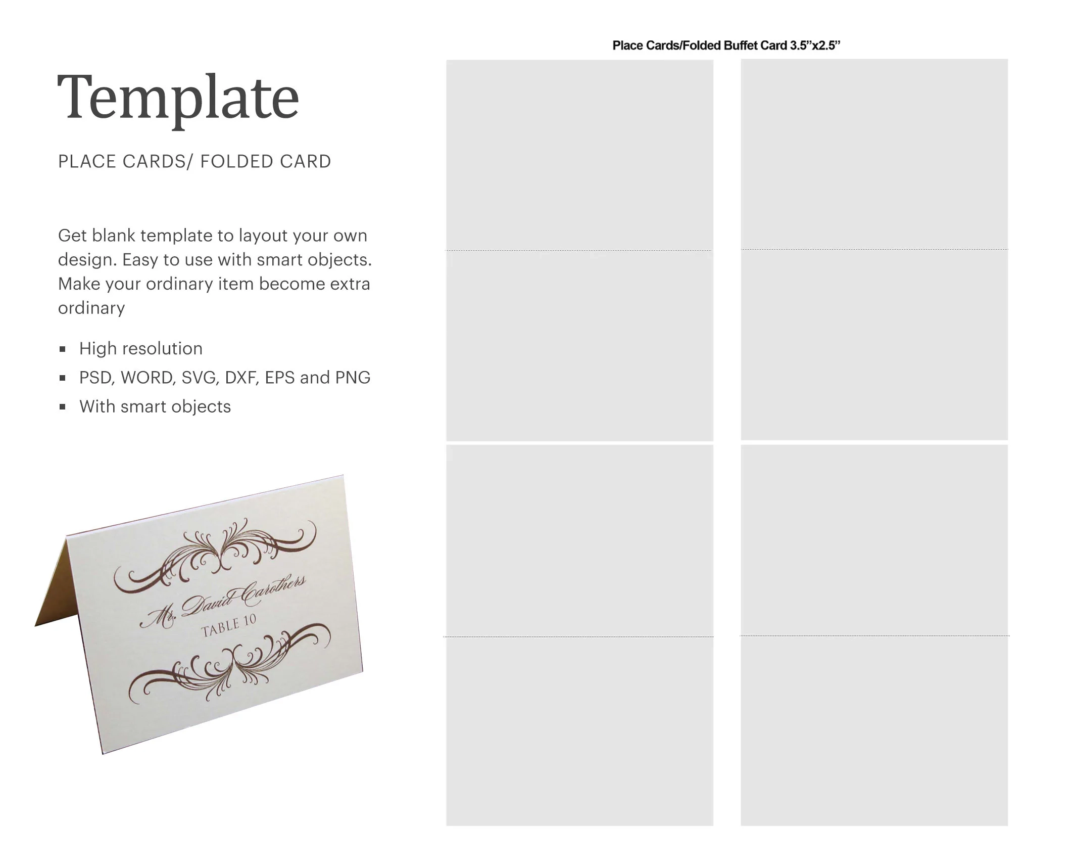 Place Card Folded 3 5 x2 5 Blank Template Table Tent Blank Template Cricut Silhouette Silhouette Studio Paper Size Letter