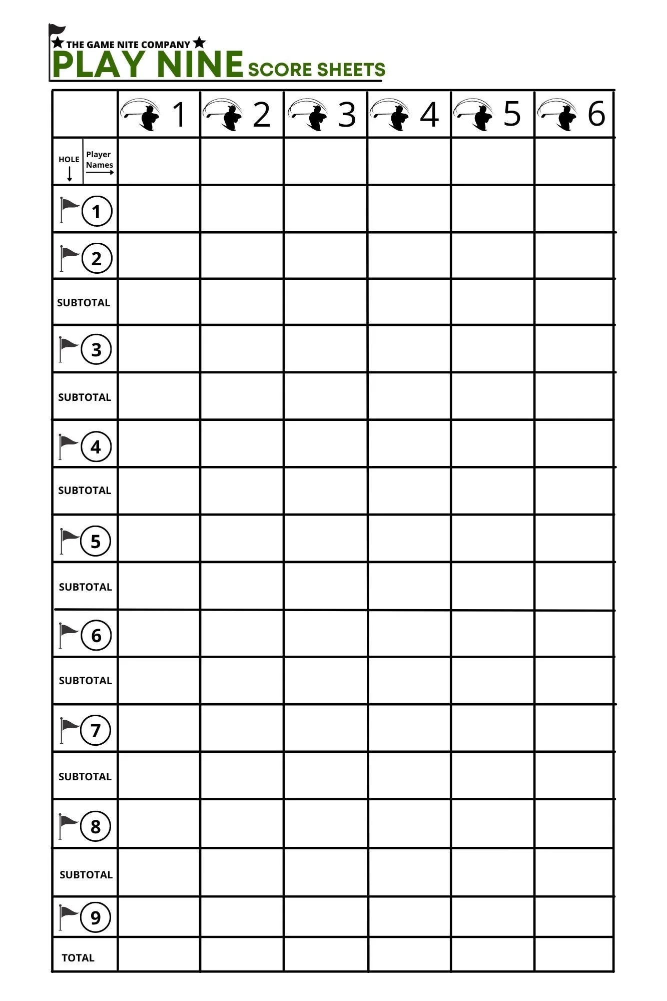 Play Nine Score Sheets Score Cards Printable Etsy de