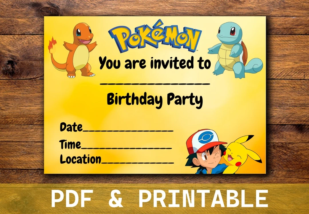 Pokemon Birthday Invitation Digital Kids Birthday Invitation Printable Instant Download Birthday Supplies Best Selling Items Etsy Canada