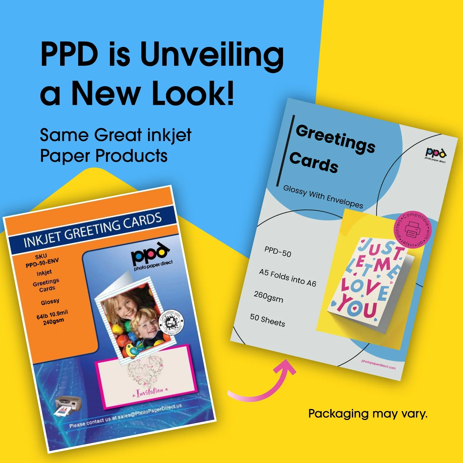 PPD Inkjet Printable Greeting Cards A5 Pre Scored To A6 260gsm 