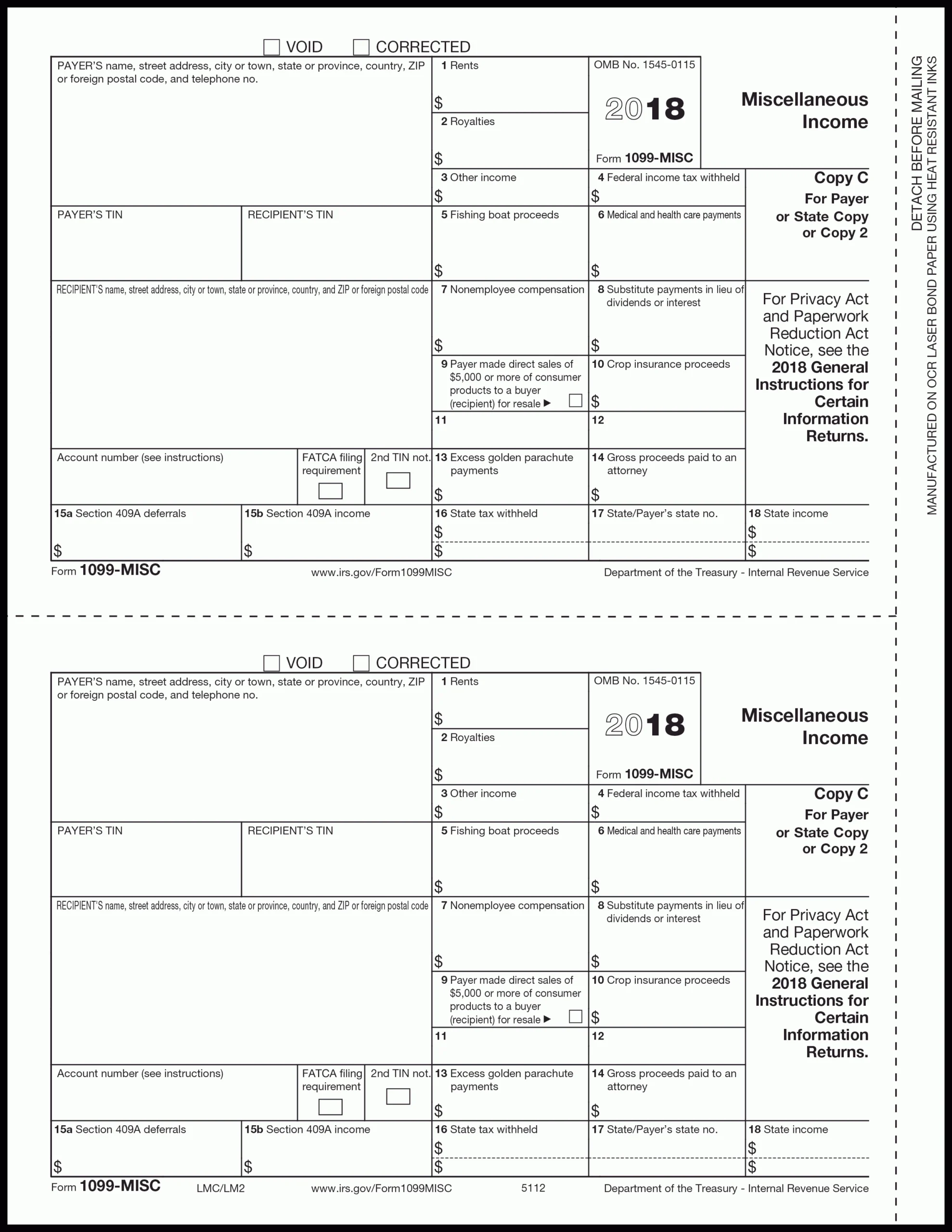 Printable Blank 1099-Misc Forms