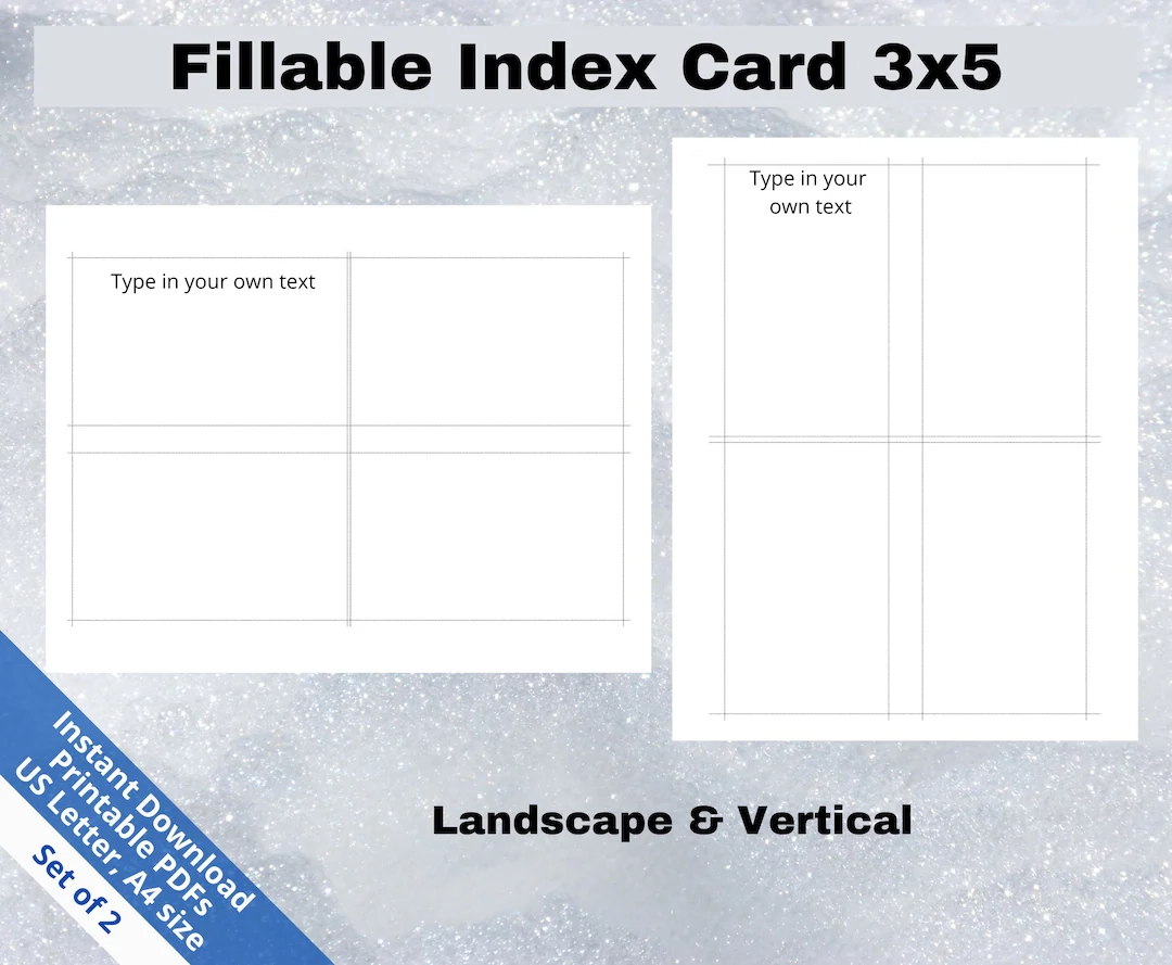 Printable 3x5 Index Card Fillable Note Cards Editable Index Cards Blank Index Cards Index Card PDF DIY Flashcard Template SB036 Etsy