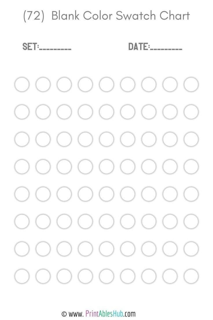 Printable 72 Blank Color Swatch Chart Template
