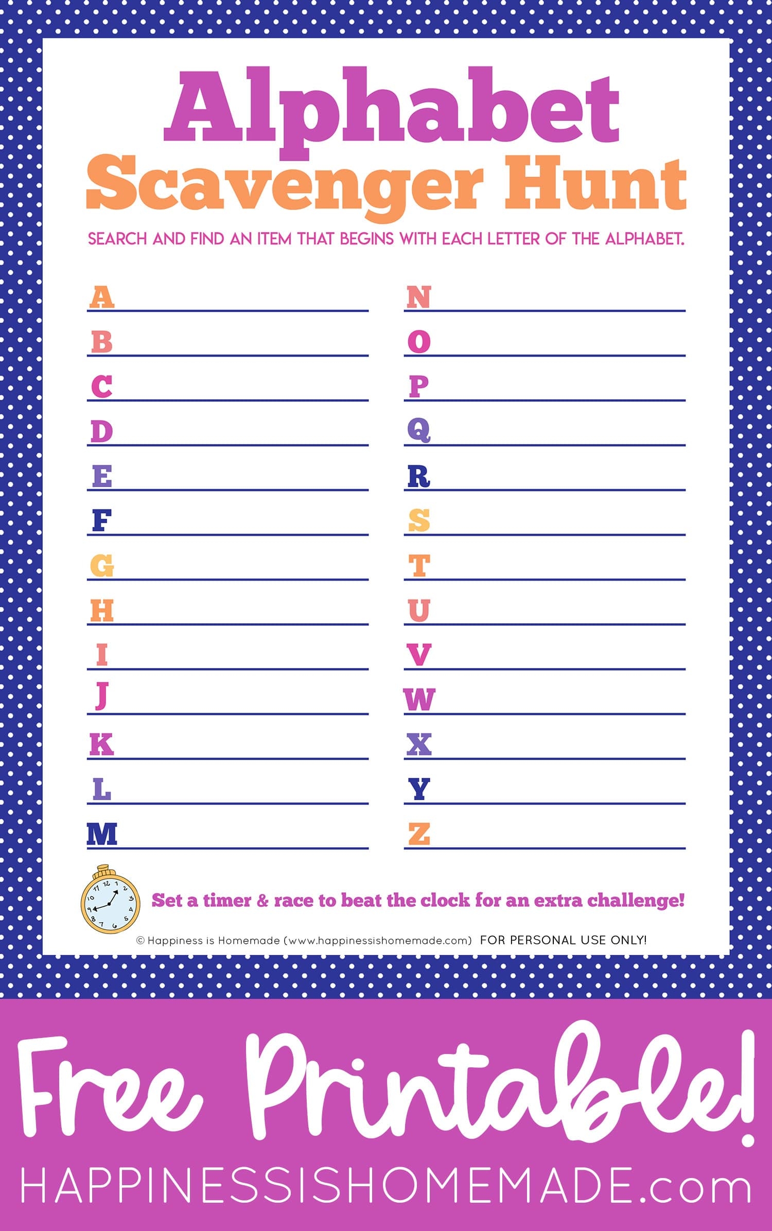 Printable Blank Scavenger Hunt Template
