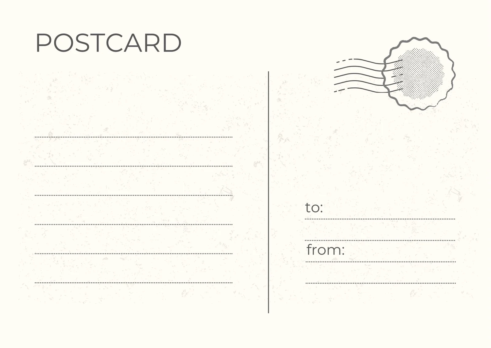Blank Printable Postcard Paper