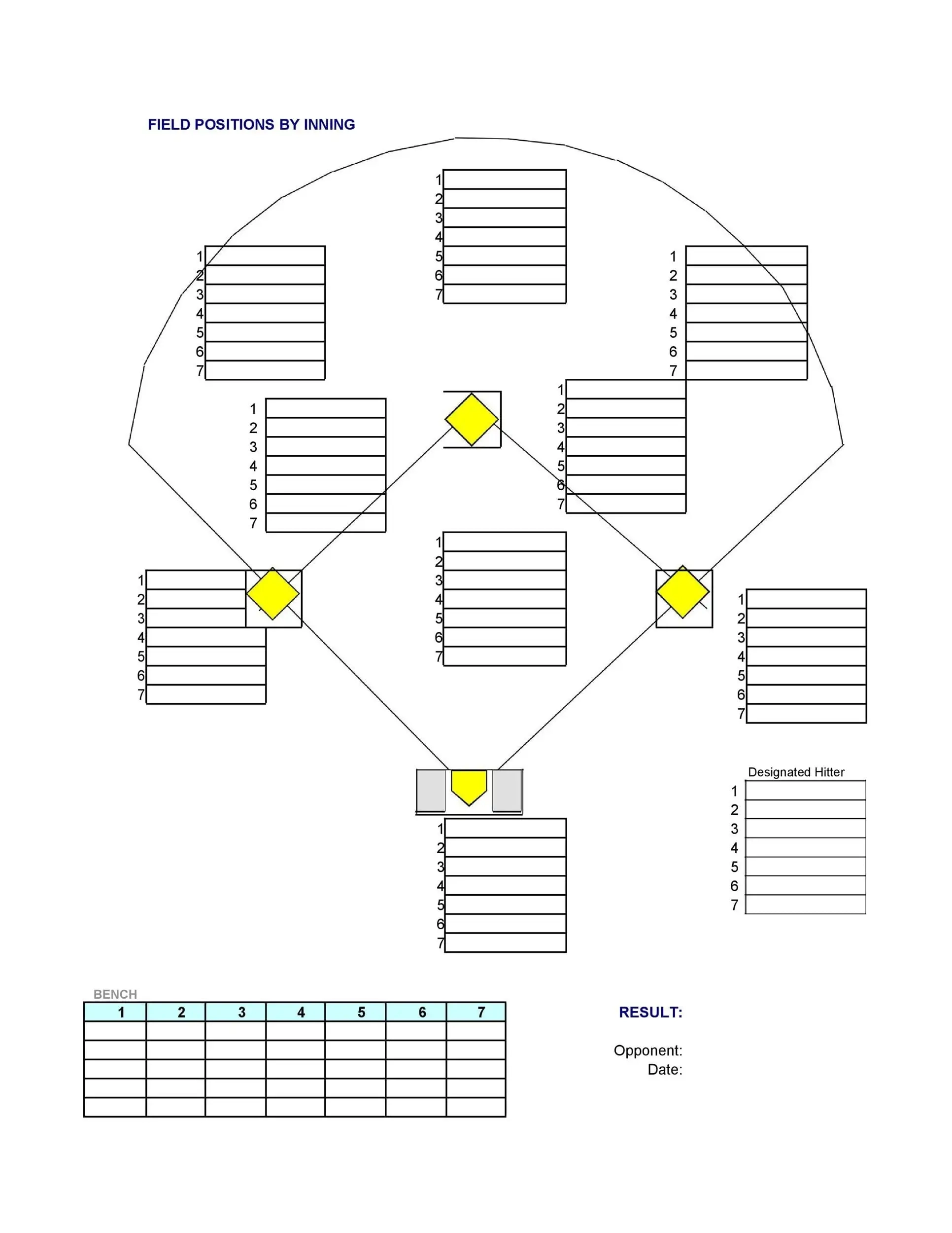 Printable Baseball Field Positions Template Printable Party Favors