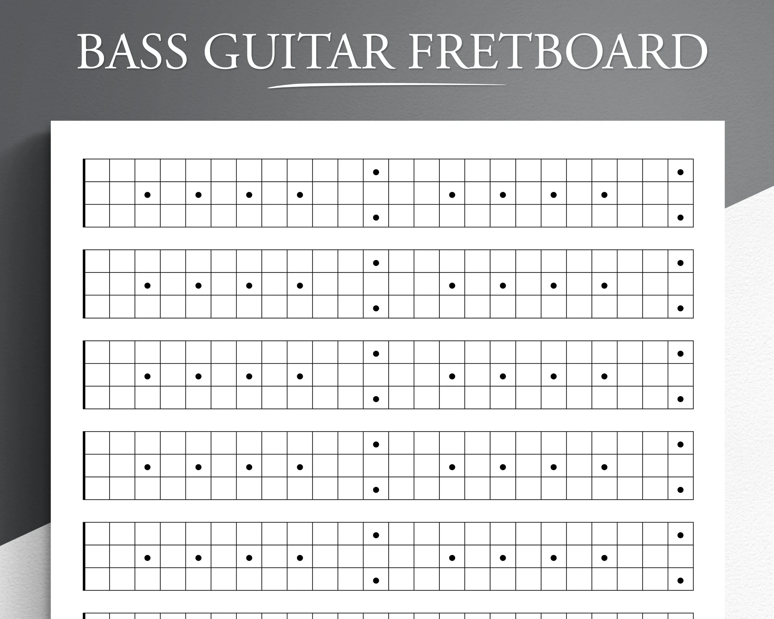 Printable Bass Guitar Neck Diagram Blank Bass Guitar Fretboard 
