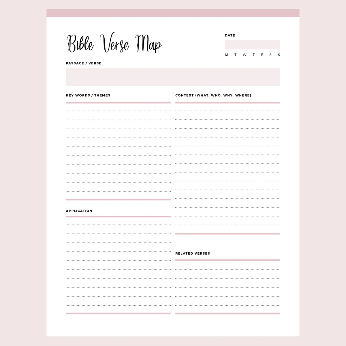 Printable Bible Verse Mapping Template Instant Download PDF