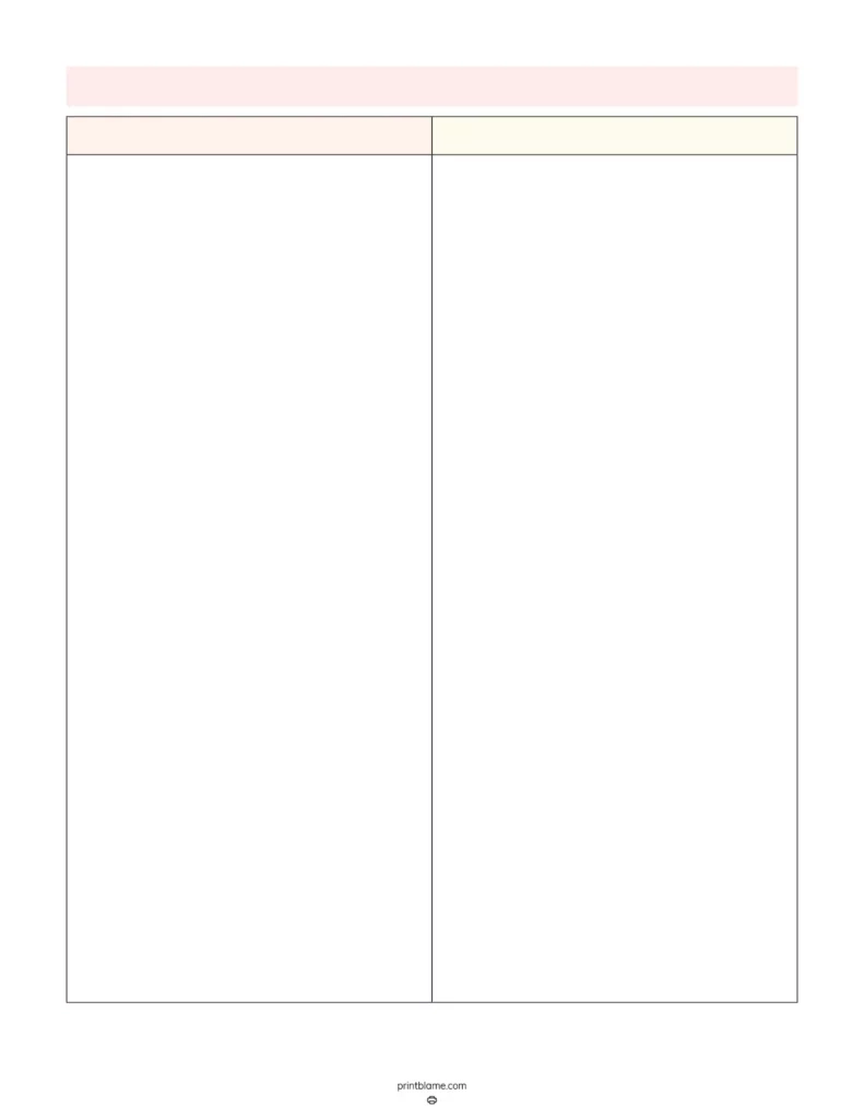 Blank 2 Column Table Printable