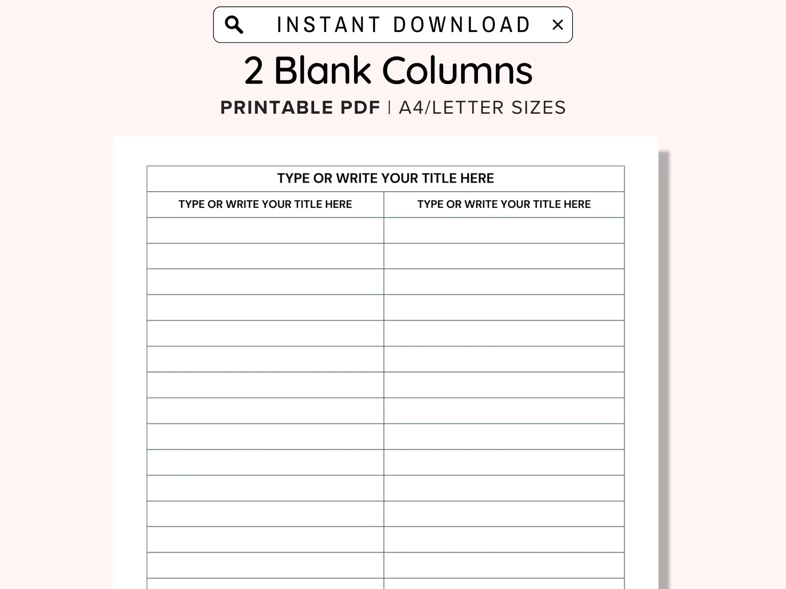 Printable Blank Coumlns
