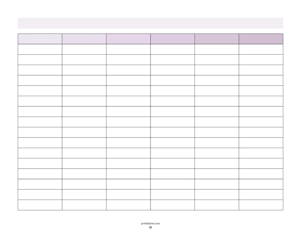 Printable Blank Forms Columns