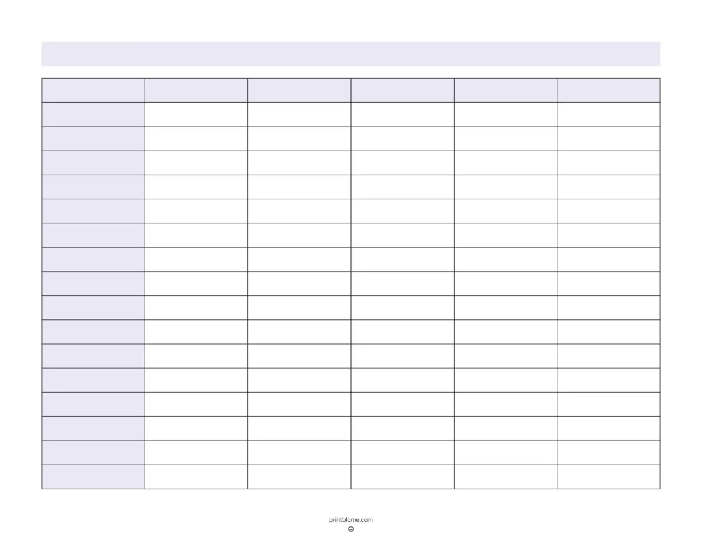 Printable Spreadsheet Free Simple Blank