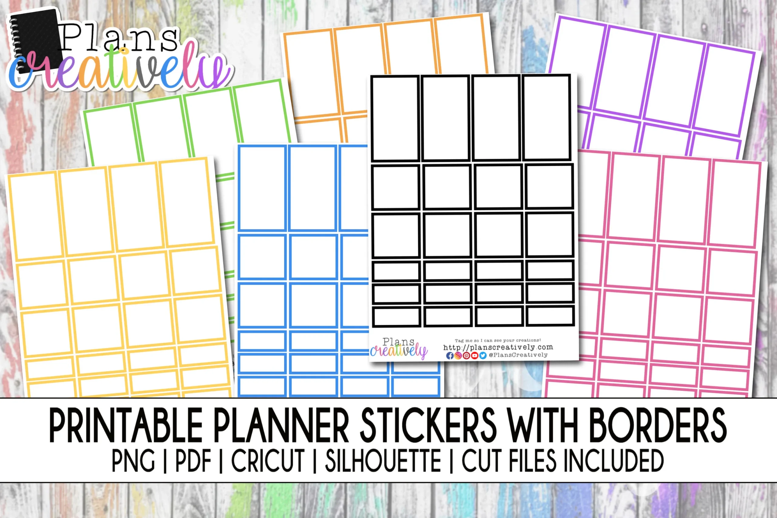 Printable Blank Box Stickers For Planners Journals Junk Journals And Writing Printable Stickers Of Colorful Boxes With Cut Files