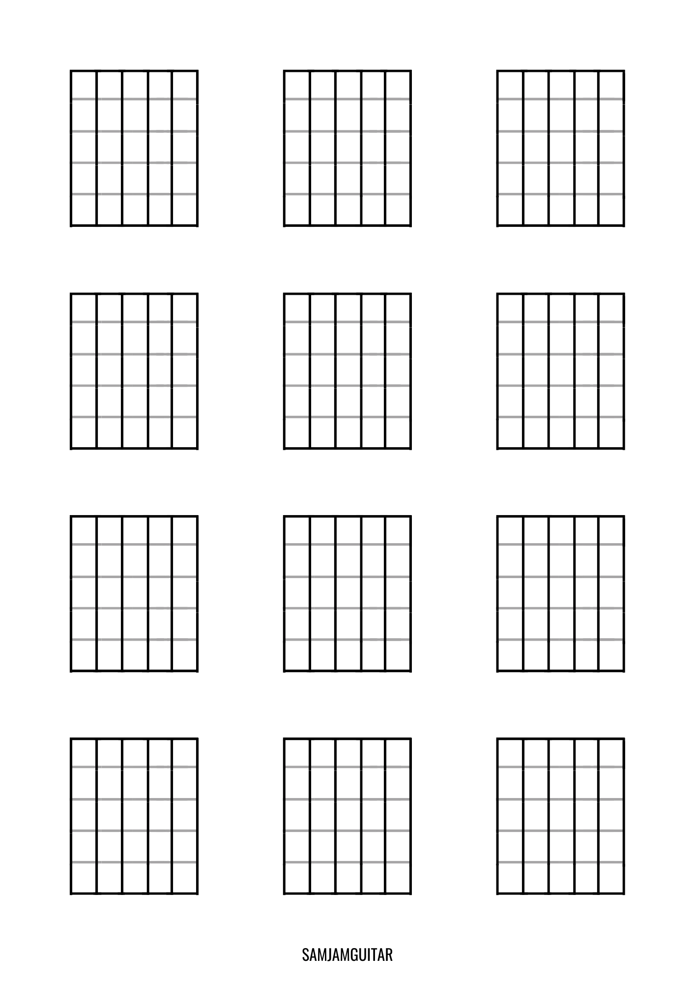 Printable Blank Chord Diagram SAMJAMGUITAR