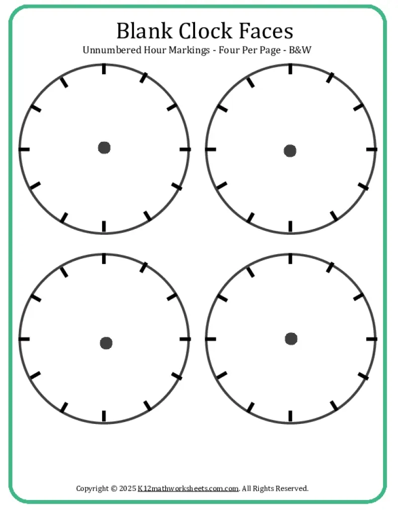 Free Printable Blank Clocks Template