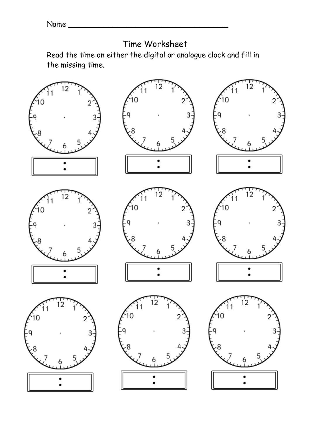 Blank Analog Clock Printable