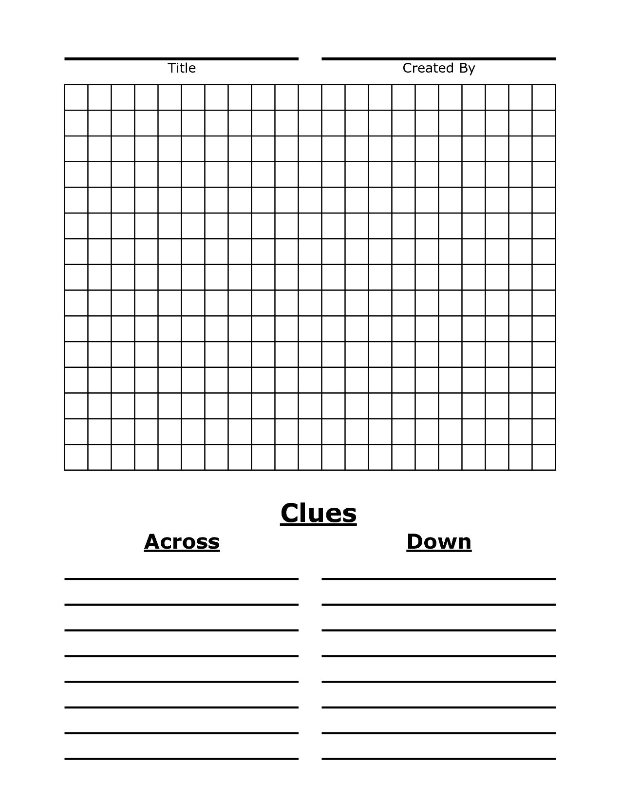 Printable Blank Crossword Grid Printable Crossword Puzzles 