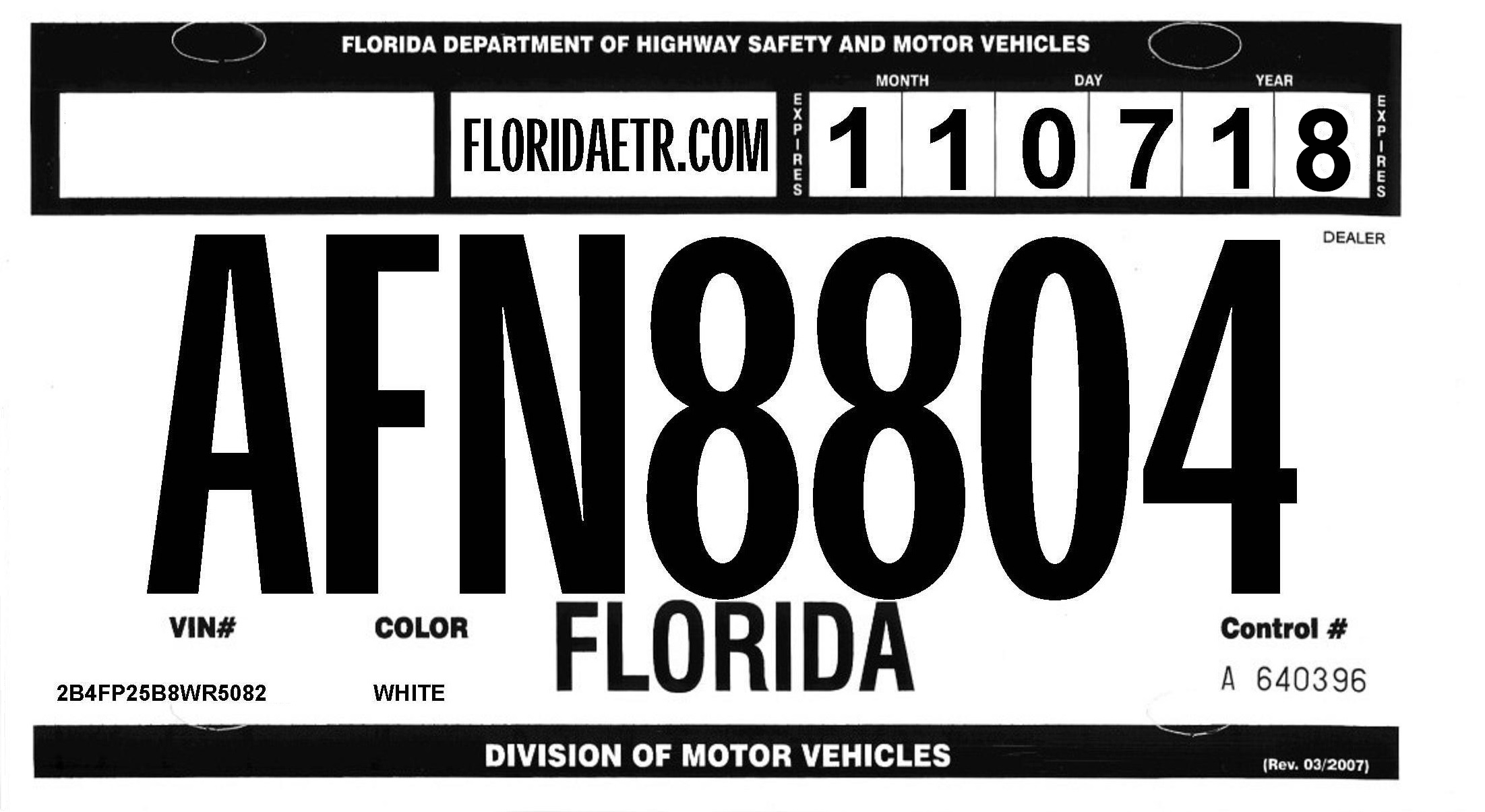 Printable Blank Florida Temporary Tag Www lx iriss uk