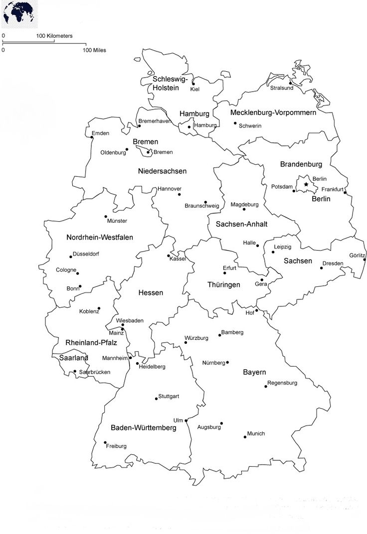 Printable Blank Germany Map With Outline Transparent Map PDF