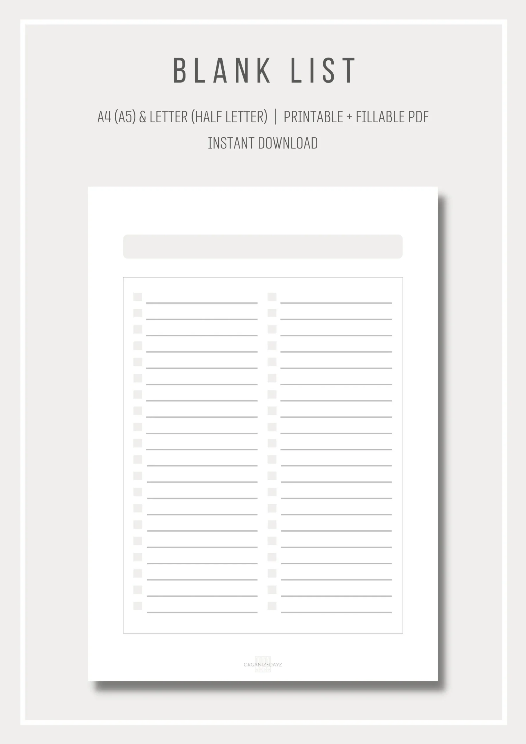 Blank Printable Name List