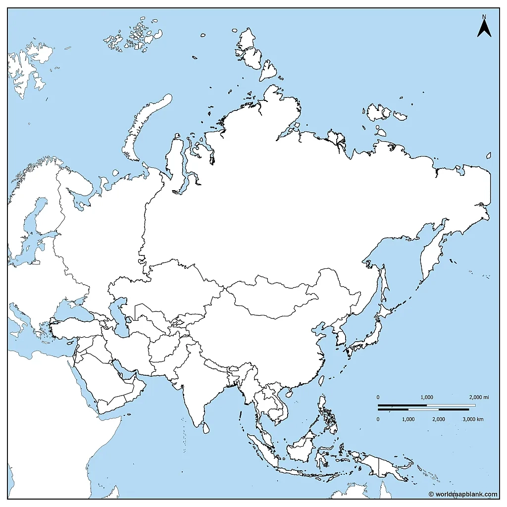 Printable Blank Map Of Asia For Free Download Image PDF 