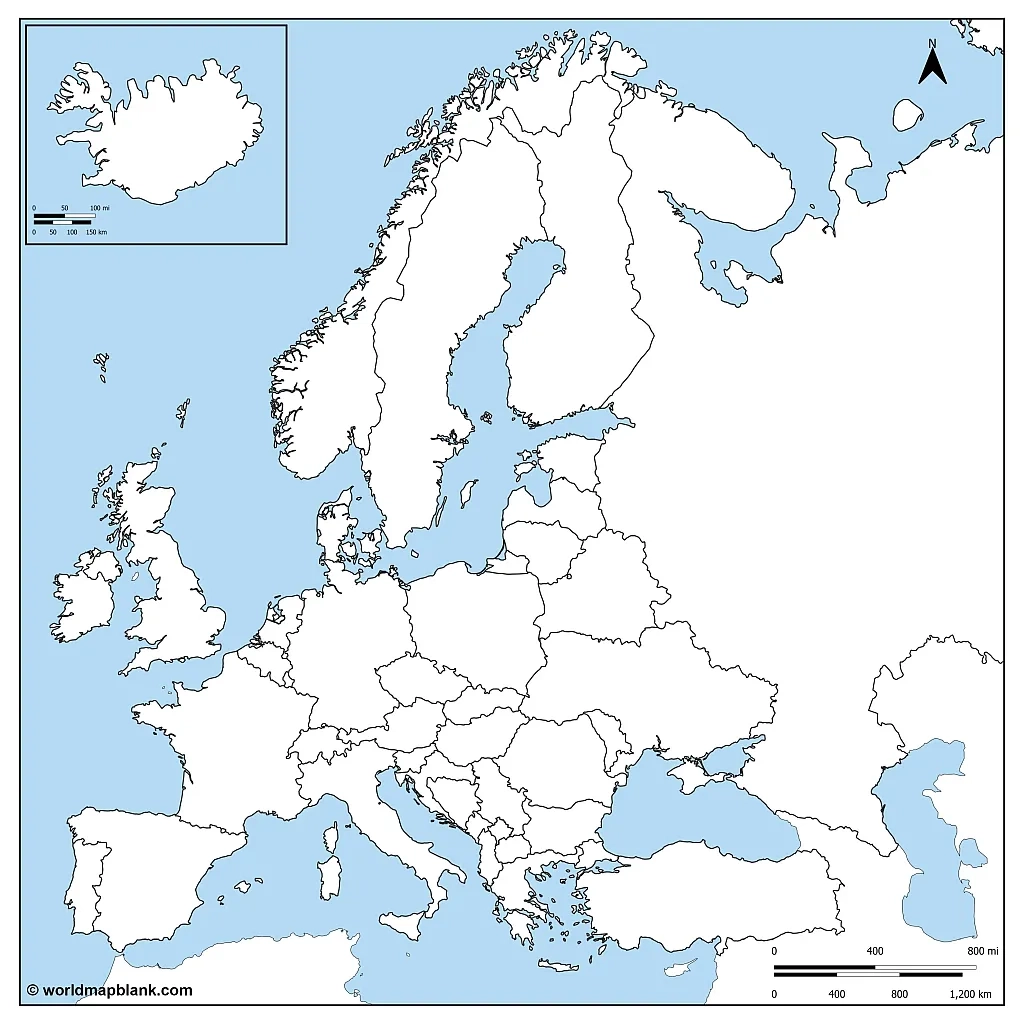 Europe Map Blank Free Printable