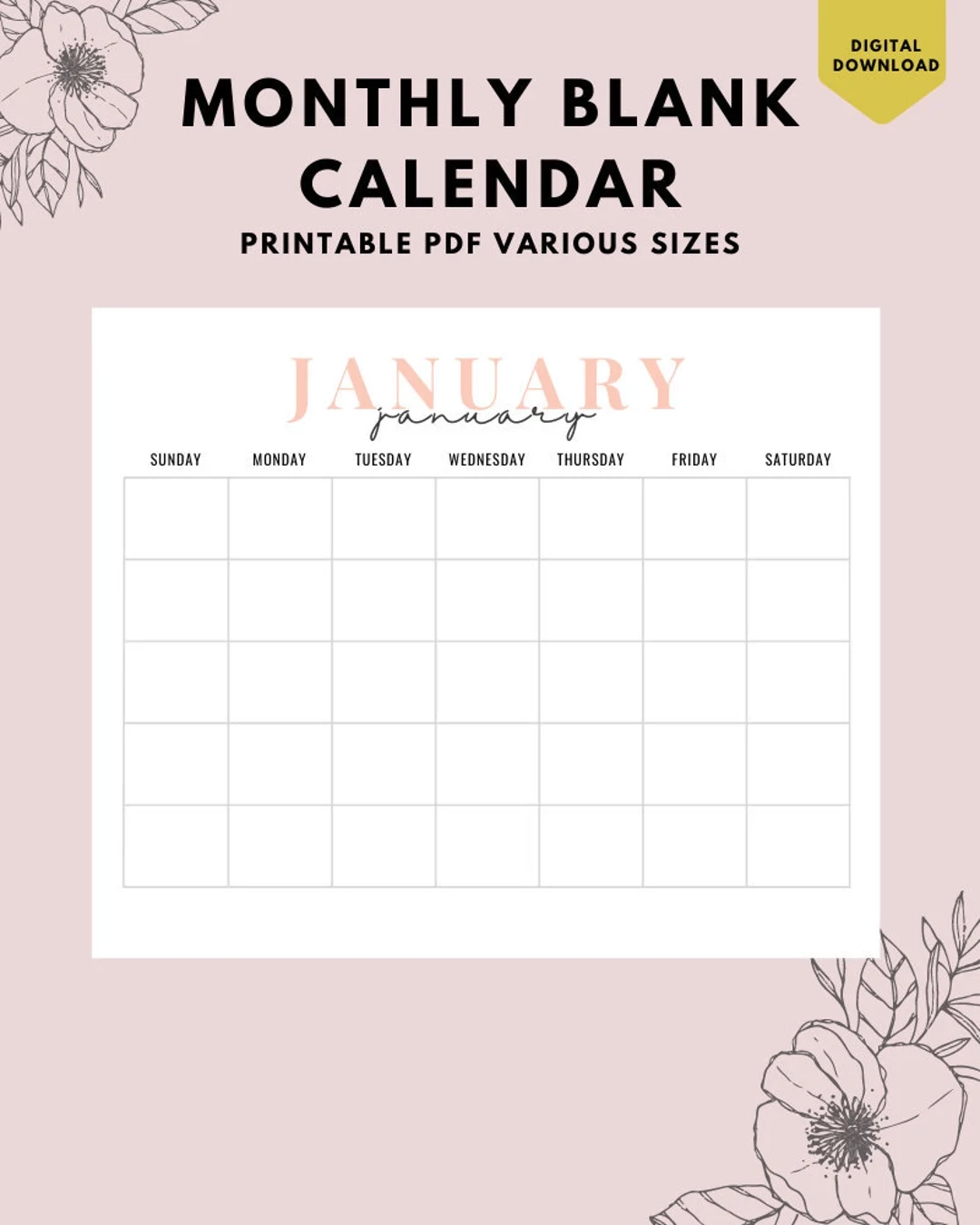 January Blank Printable Calendatr