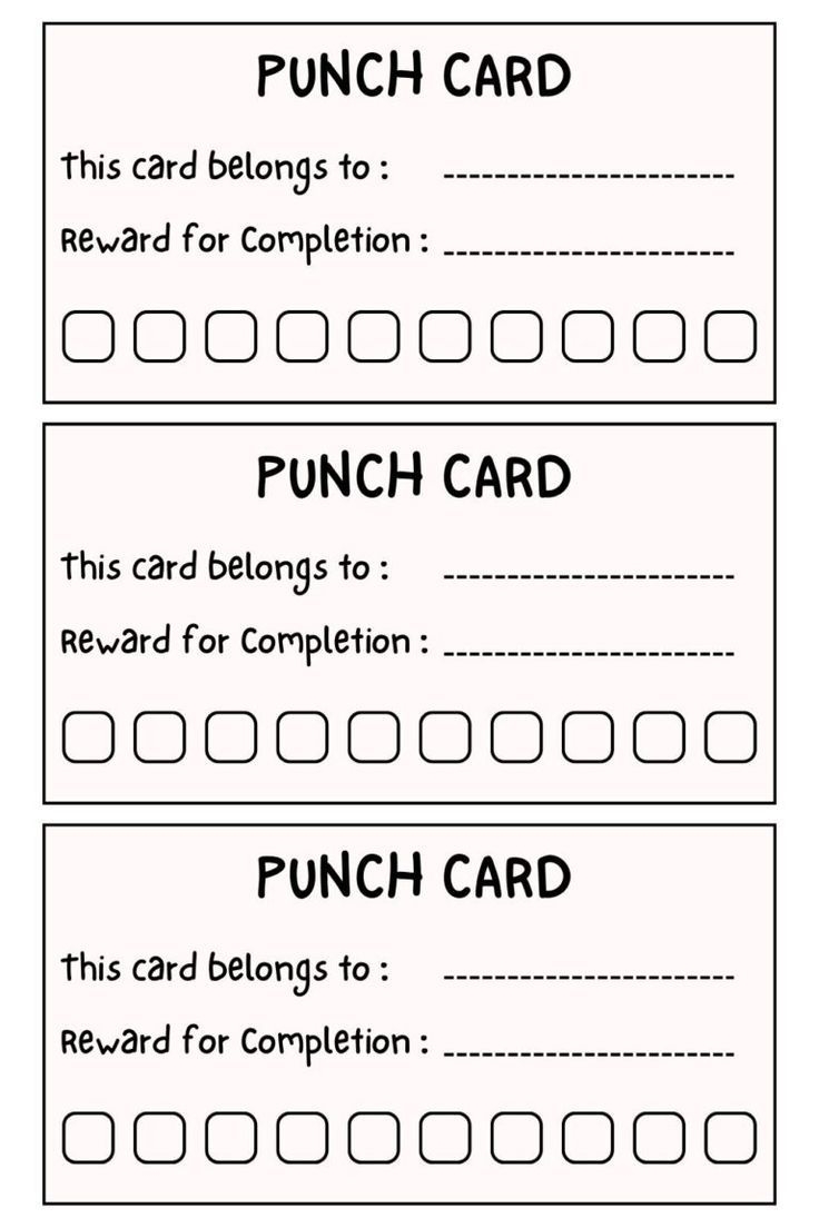 Printable Blank Punch Card Templates With PDFs
