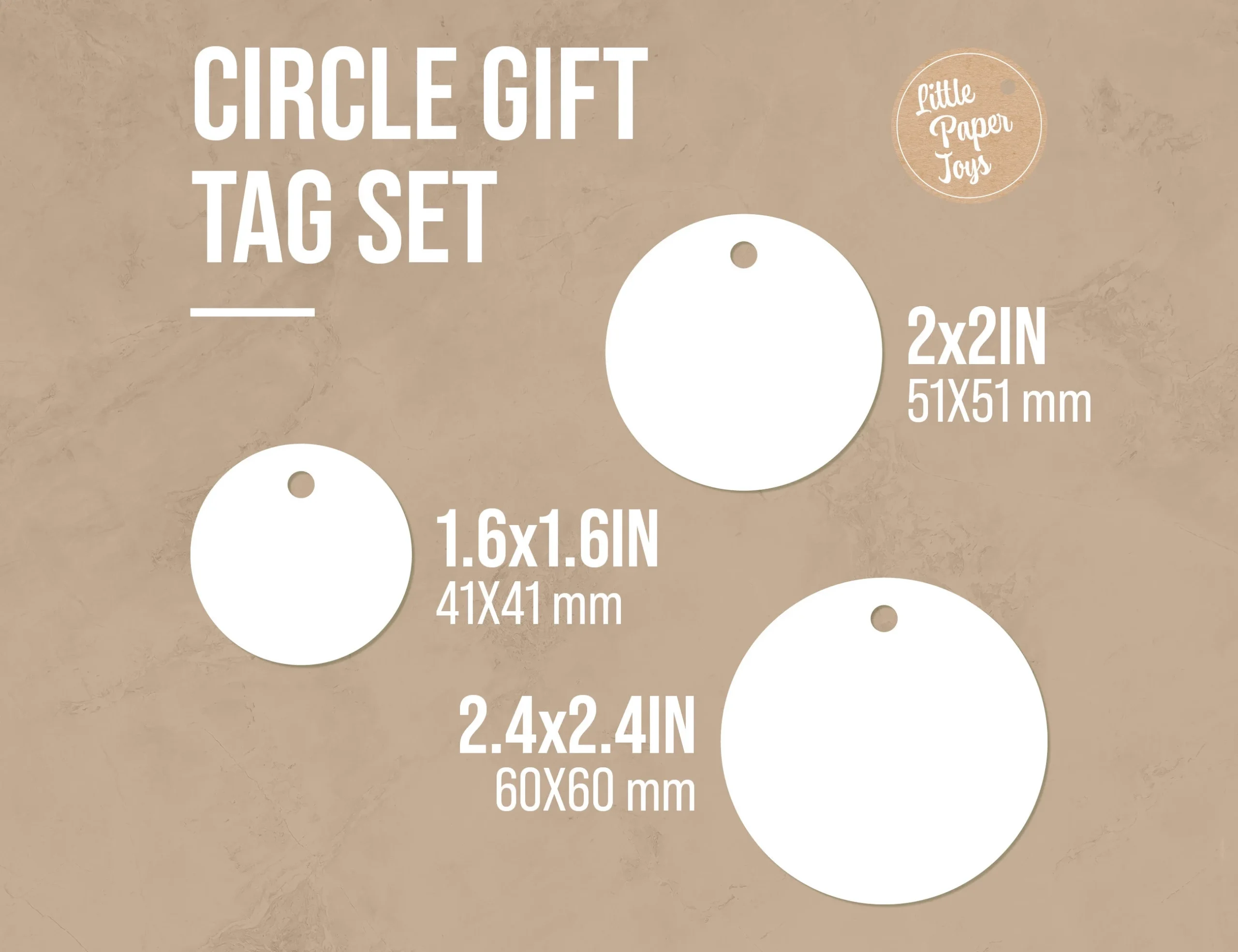 Printable Blank Round Gift Tag Label Template Layout Set 1 6 X 