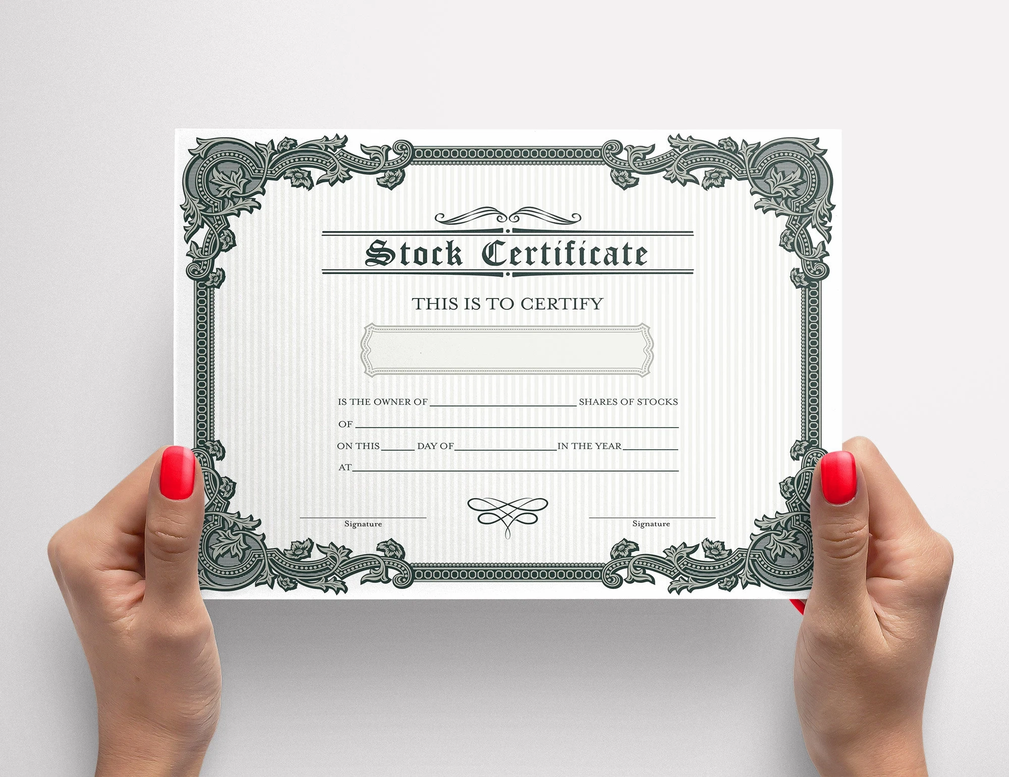 PRINTABLE Blank Stock Certificate Template DIY Certificate Of 