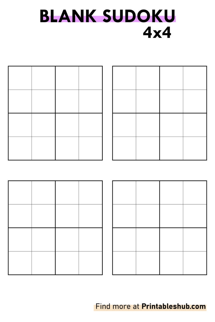 Blank Sudoku Printable Worksheets