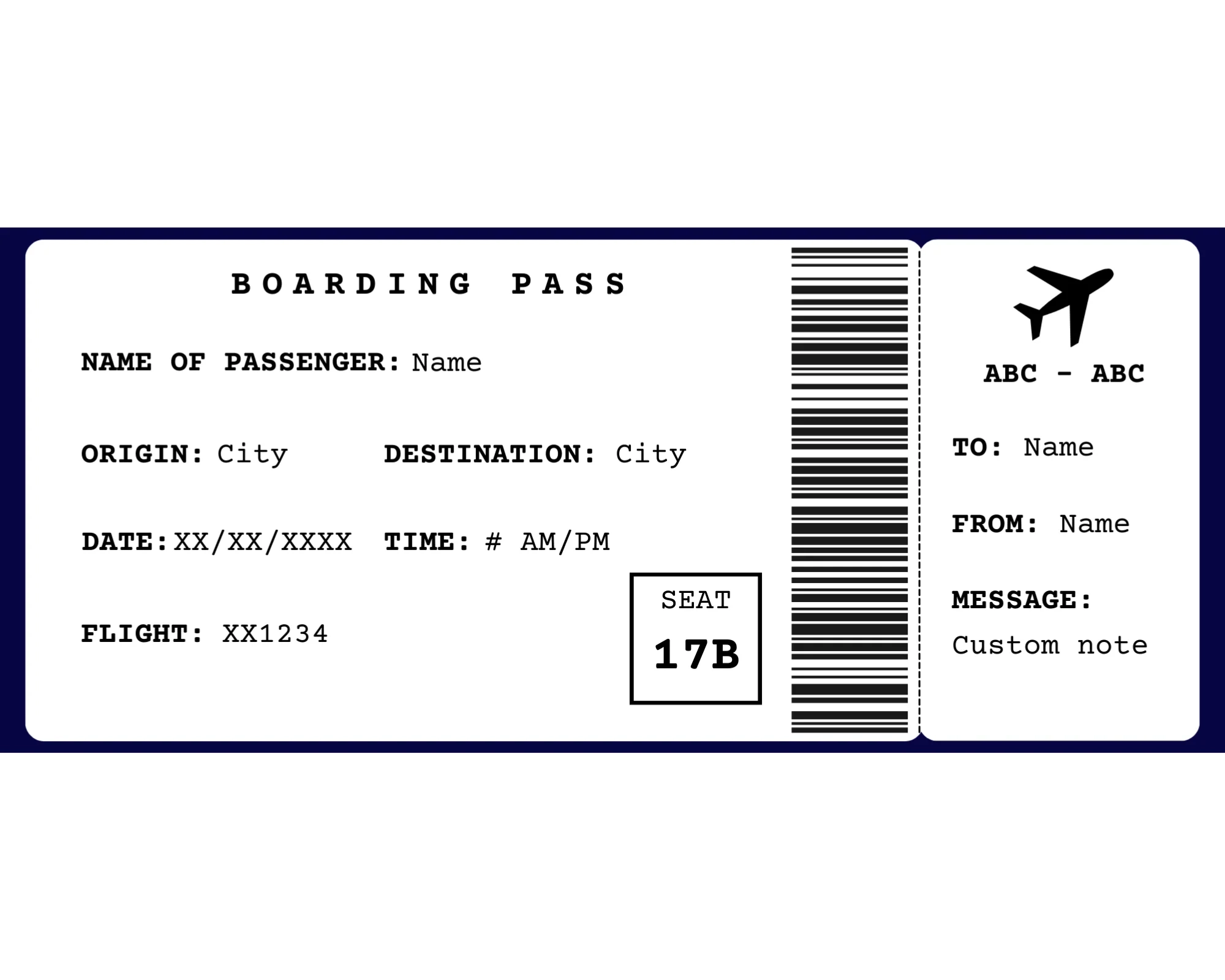 Printable Boarding Pass Template Printed Smile Shop