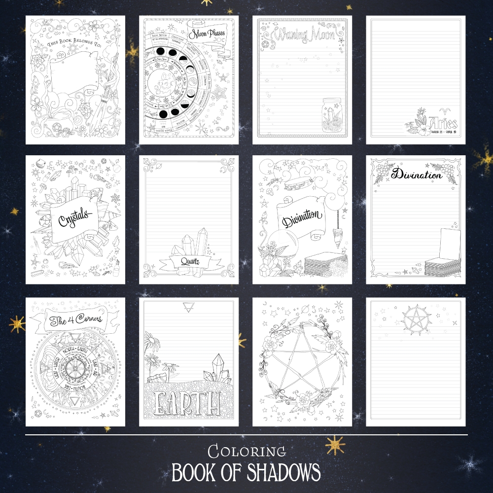 Blank Printable Grimoire Coloring Pages