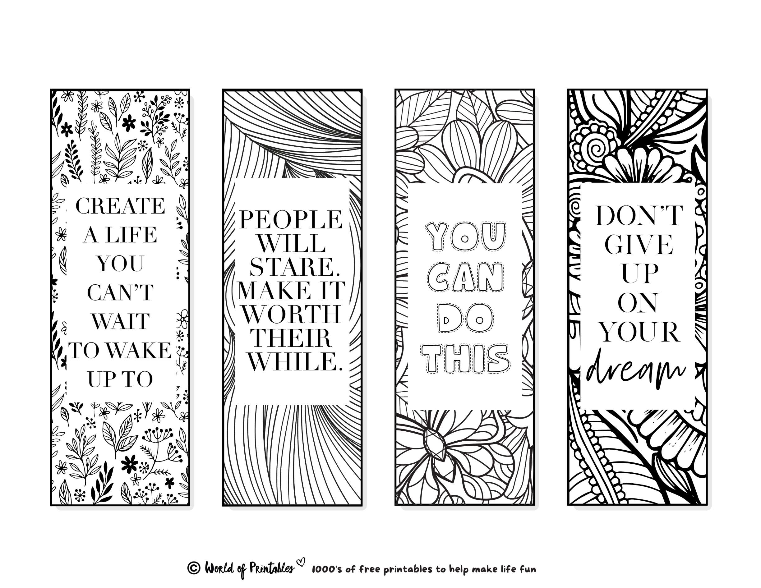 Printable Bookmarks To Color 120 For Adults amp Kids World Of 