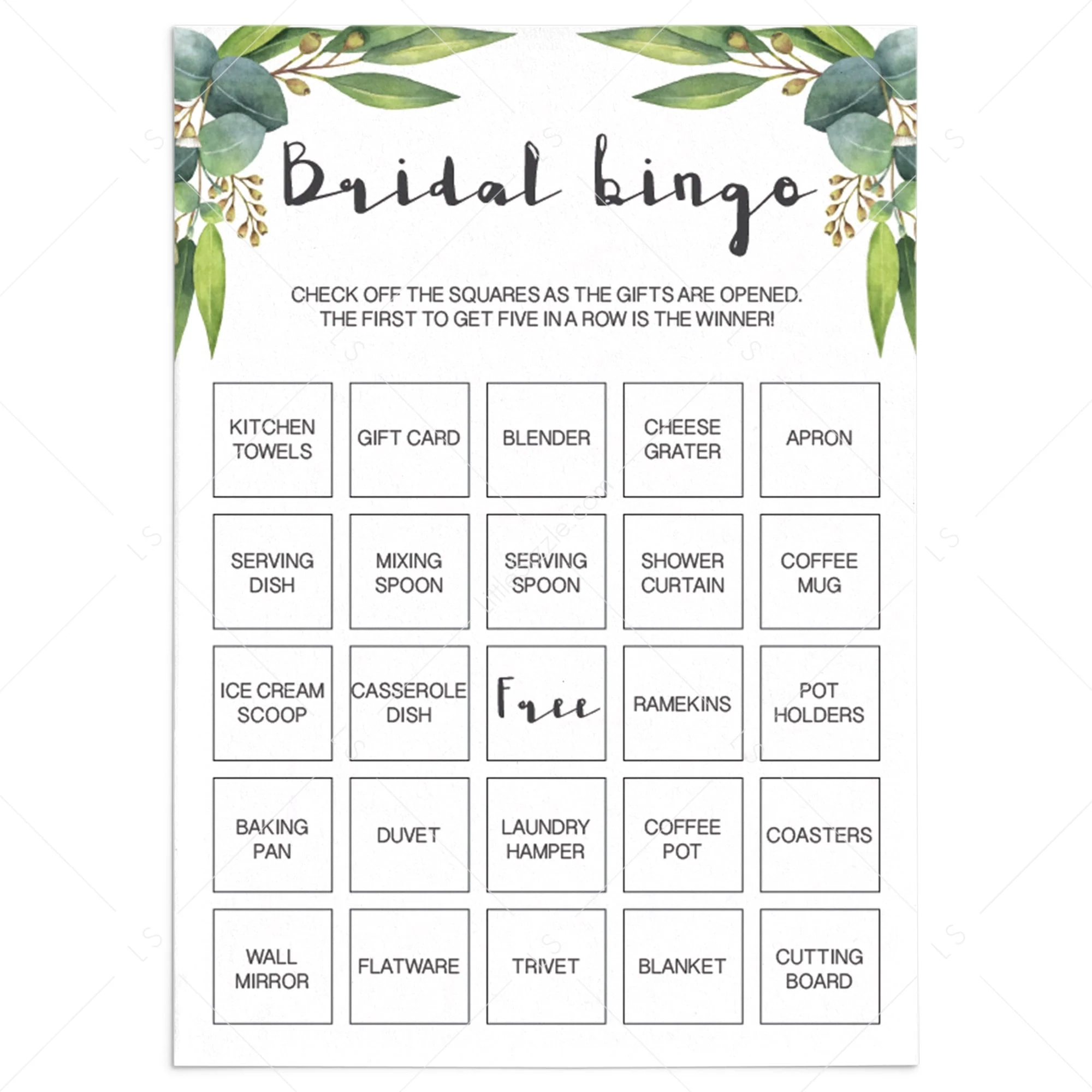 Printable Bridal Shower Bingo Cards Botanical Prefilled amp Blank Cards