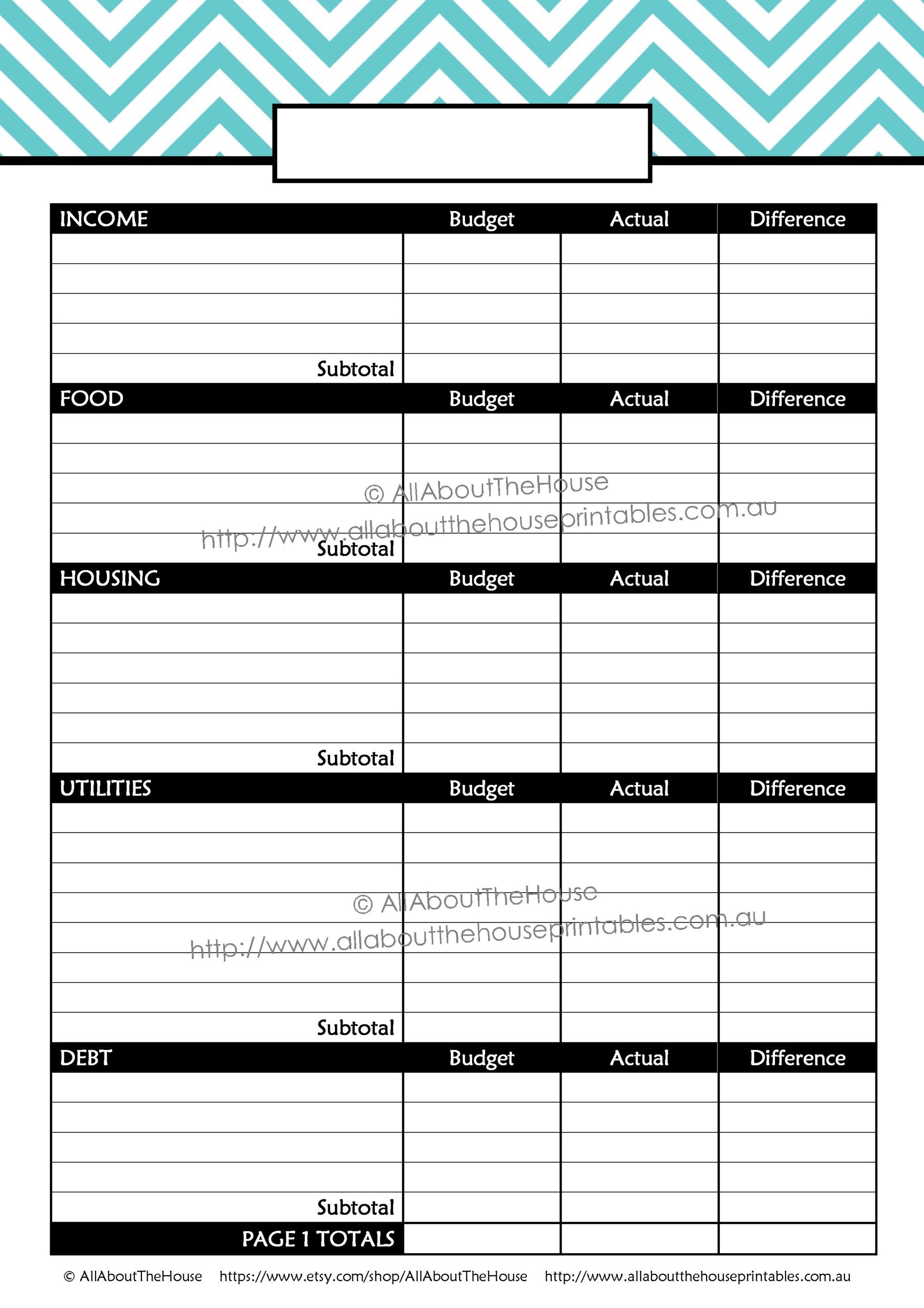 Blank Printable Budget Worksheet Pdf
