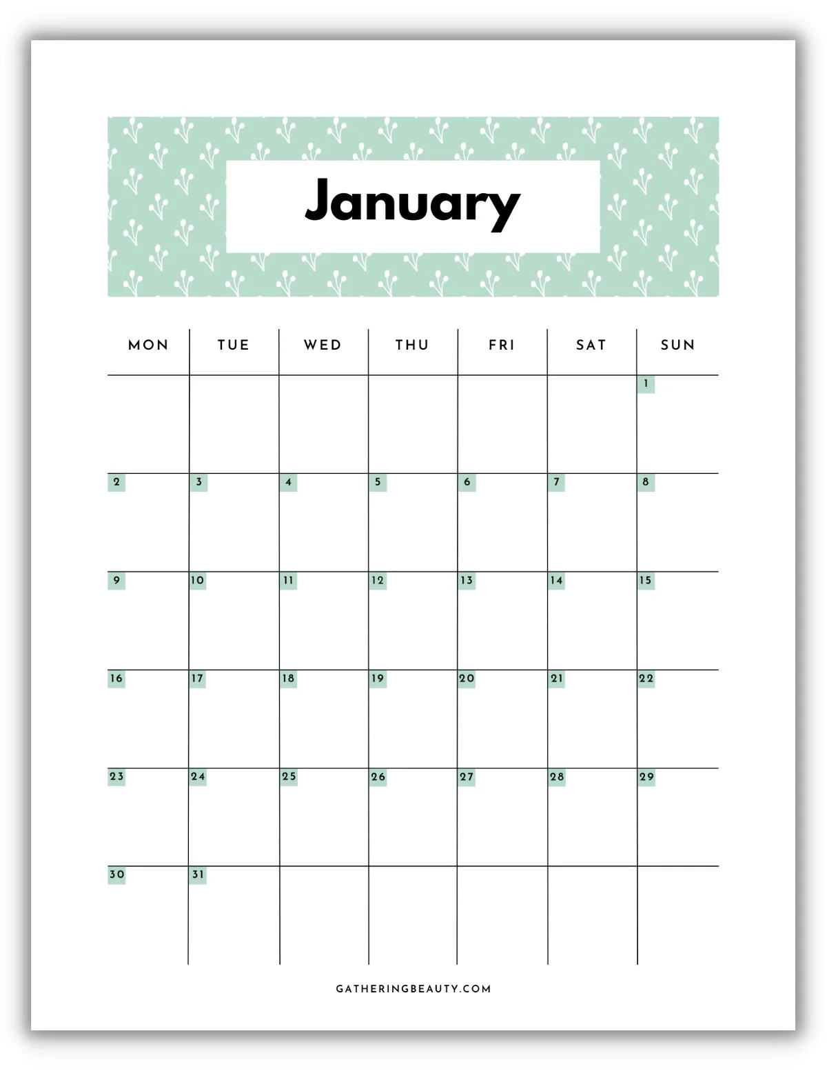 Printable Calendar 2023 Gathering Beauty