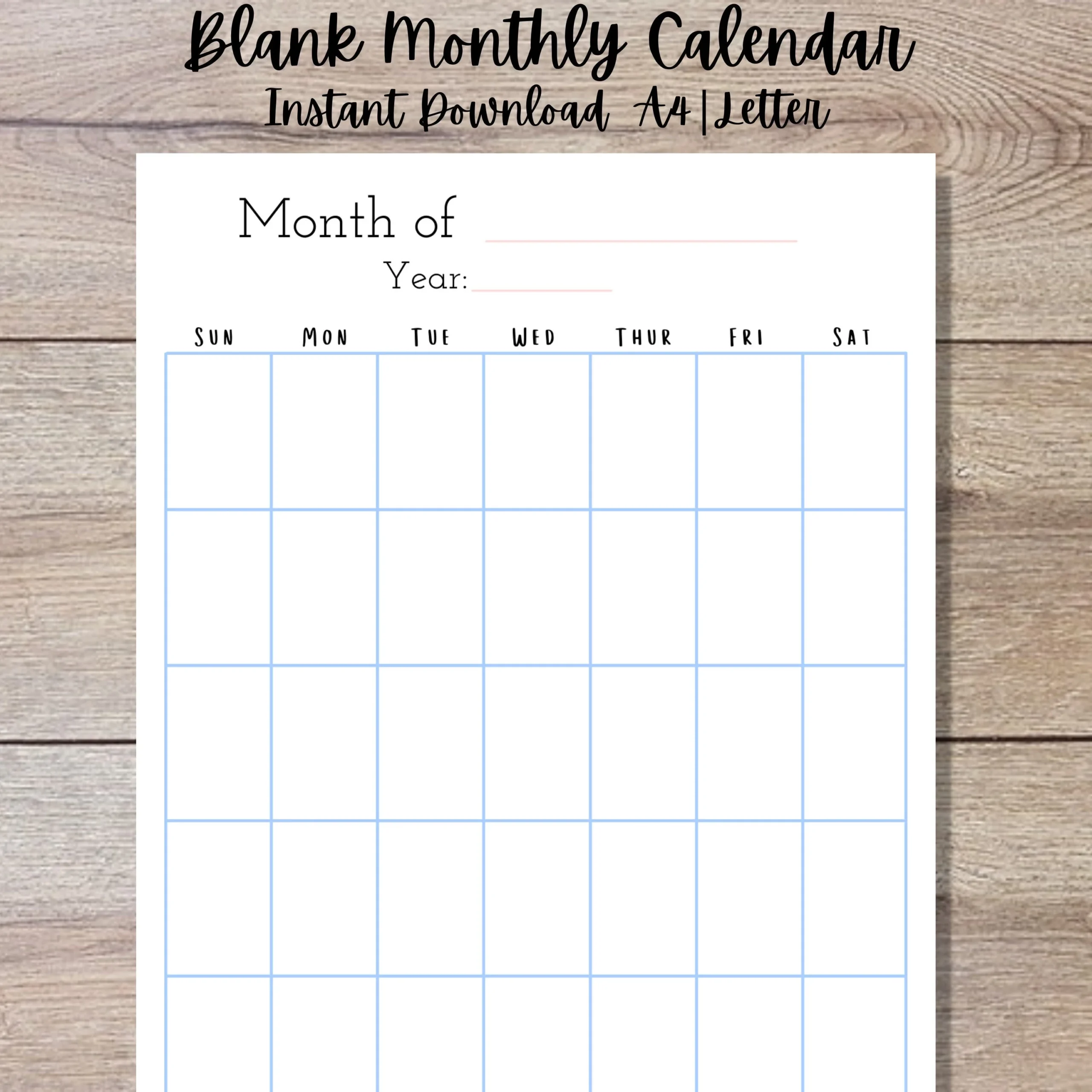 Printable Blank Vertical Calendar