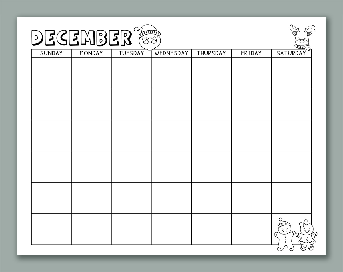 Kids Printable Blank Calendar