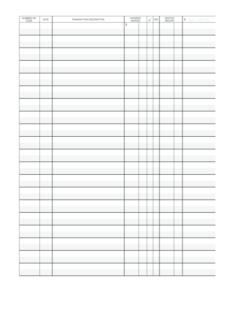 Blank Printable Check Register