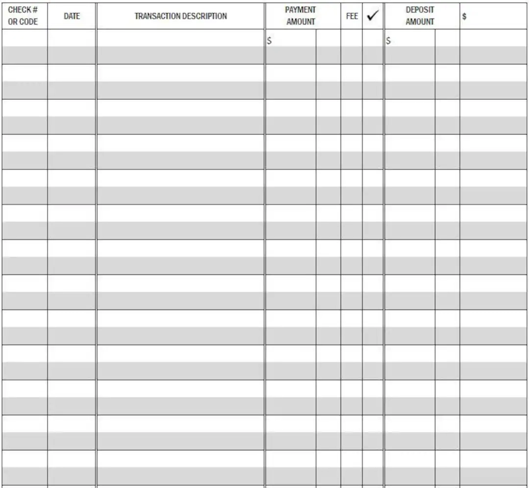Printable Checkbook Register PDF File Prints On 8 1 2 X 11 Inch 